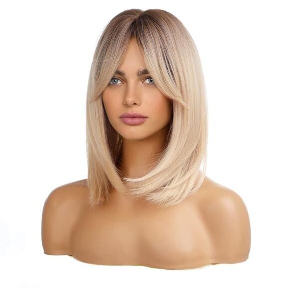 Wigs for Women Layered Synthetic Hair Wig with Highlight - Blonde with Brown Roo main image 3